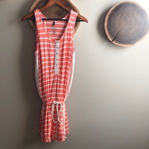 Orange and white striped romper